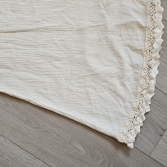 Ivory Sleeveless Boho Lace Hem Dress, Cottagecore Festival Summer Style - Picture 3 of 13